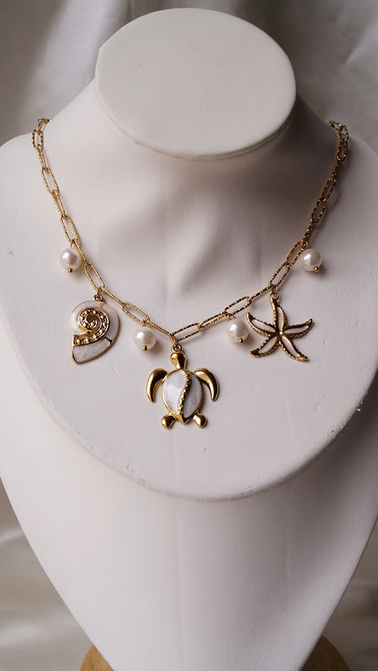 Collier "SOLEIL NACRÉ" - Bleu Saphir