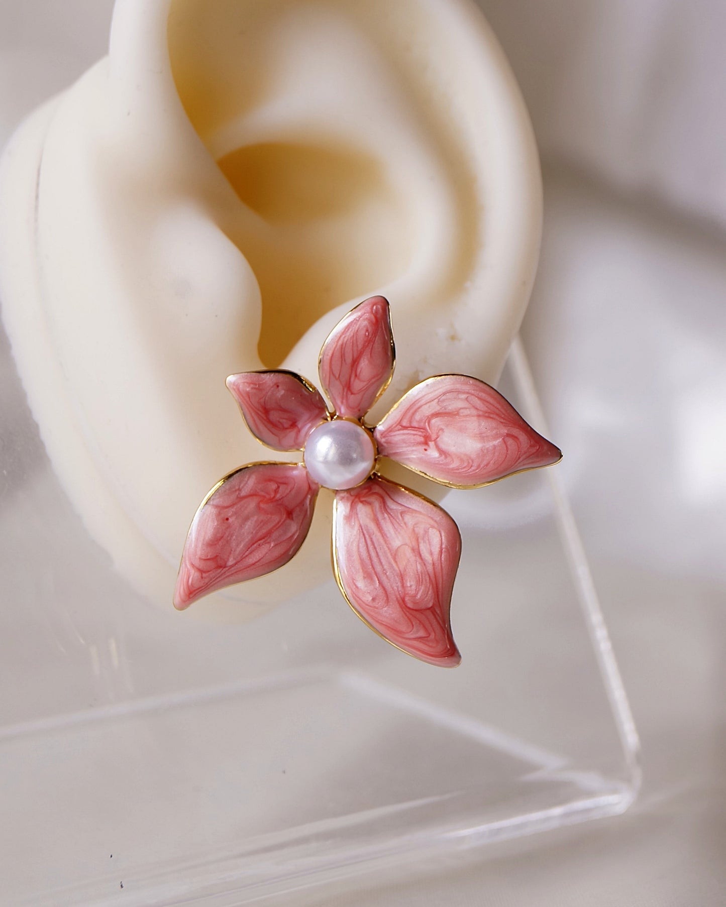 Boucles d'oreilles "FLOWER" · Rose pêche