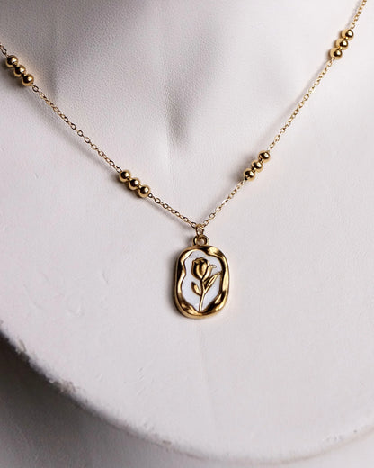 Collier "ROSE ETERNELLE" - Bleu Saphir