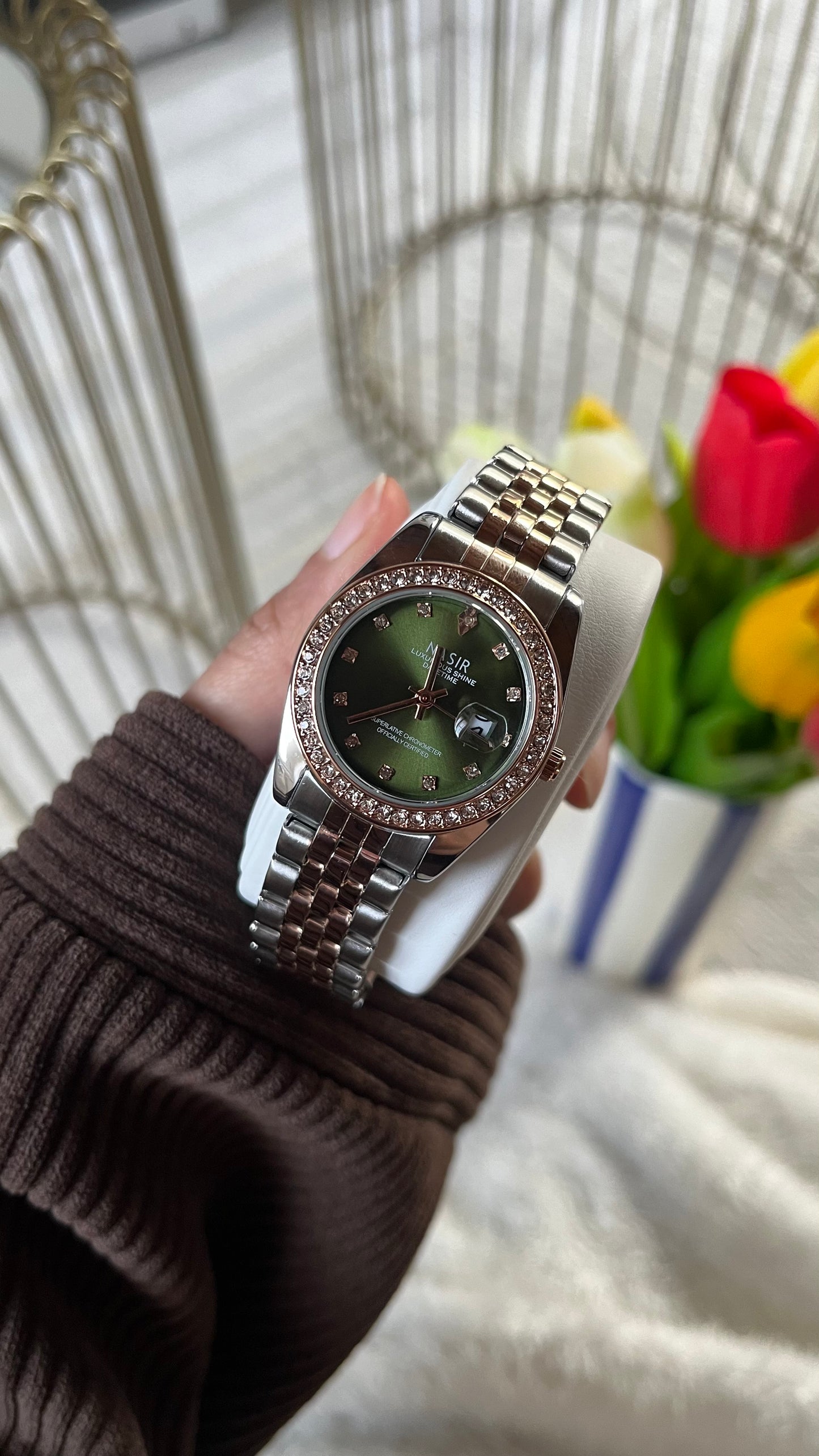 Montre "SARAH" · Fond Vert 💶 (édition limitée)