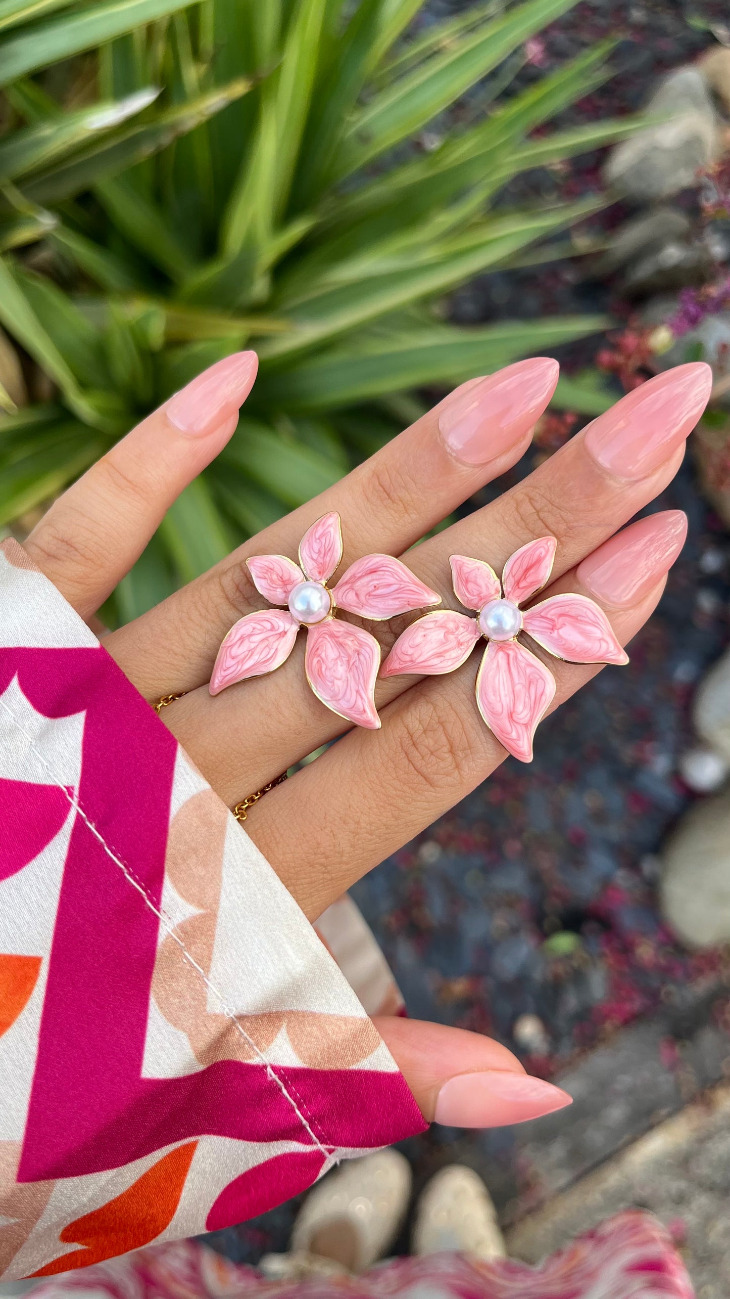 Boucles d'oreilles "FLOWER" · Rose pêche