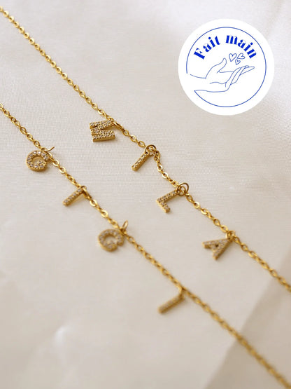 INOUBLIABLE • Collier personnalisé strass - Bleu Saphir