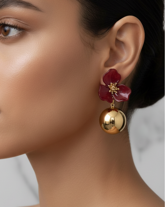 Boucles d'oreilles "AMBRINE" · rouge/bordeau