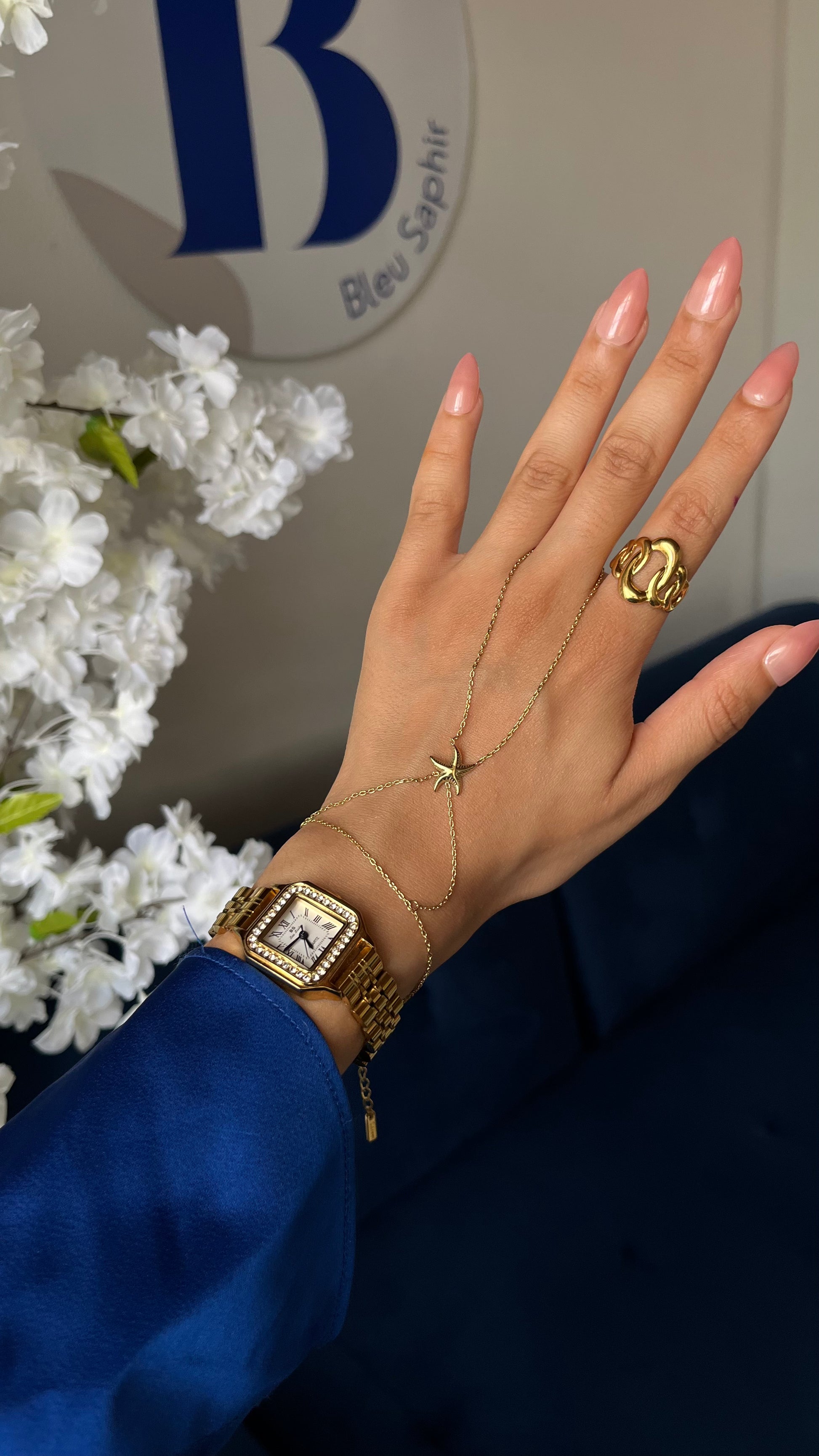 Chaine de main LUNA dorée acier inoxydable bijou élégant
