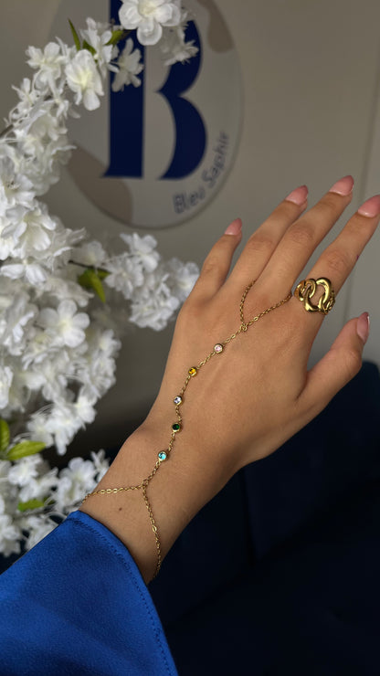 Chaine de main "JENNIE" - Bleu Saphir