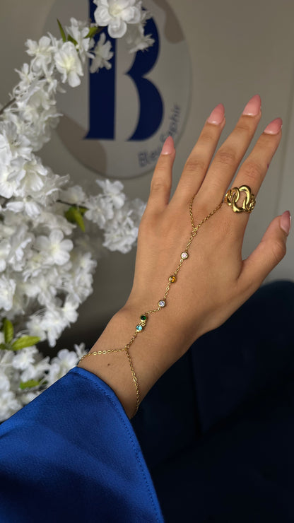 Chaine de main "JENNIE" - Bleu Saphir