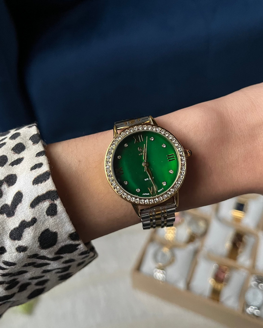 Montre "TOKYO" · Vert (bracelet bicolore)