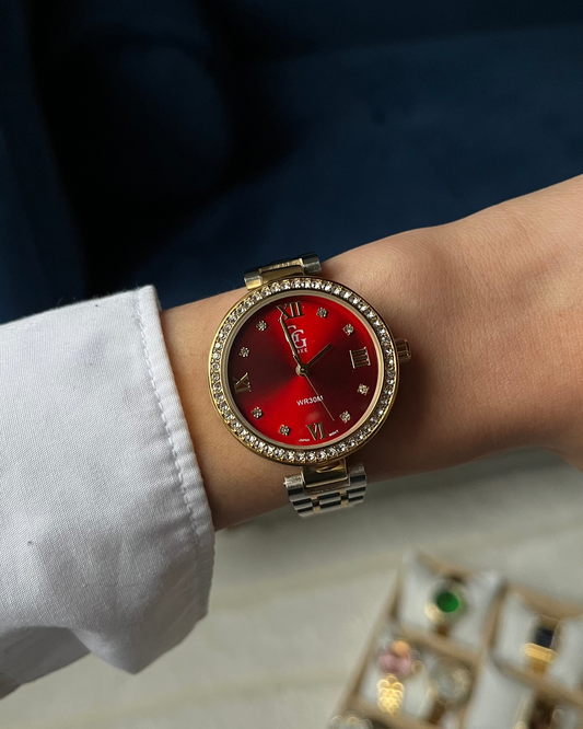 Montre "TOKYO" · Rouge (bracelet bicolore)