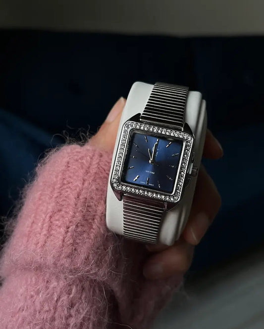 Montre "MONACO" · Argenté et bleu