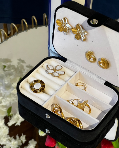 Boite à bijoux "La Raffinée" (Noire) - Bleu Saphir