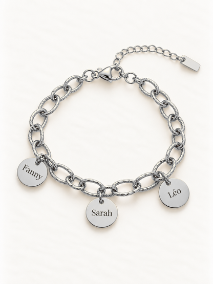 Bracelet "PASSION" personnalisé avec médaillons gravés