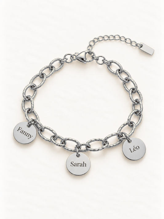 Bracelet "PASSION" personnalisé avec médaillons gravés
