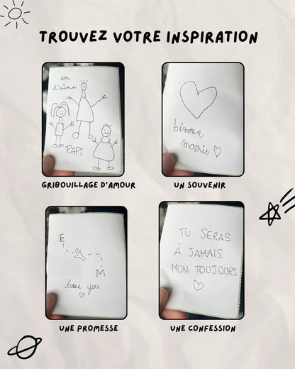 "CONFESSION" - Porte-clé coeur gravé à partir d’une photo - Bleu Saphir